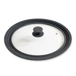 Couvercle En Verre Et Silicone Noir Multidiamètres 28, 30 Et 32 Cm