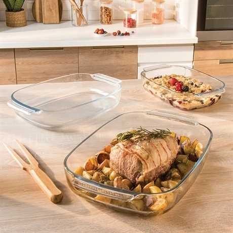 Set De 3 Plats à Four Rectangulaires En Verre Borosilicate – Image 2