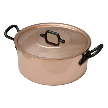 Faitout Avec Couvercle En Cuivre Massif 24 Cm